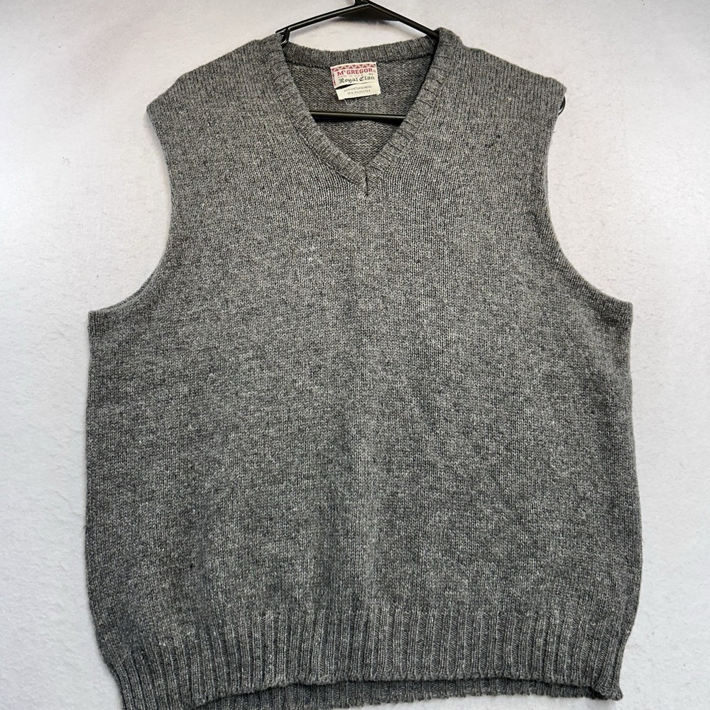 VTG McGregor Shetland Wool Vest Royal Clan Gray Size XL